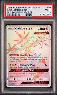 2018 Pokemon Sun & Moon Ultra Prism 160 Full Art/xurkitree Gx Secret PSA 9