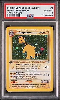 2001 Pokemon Neo Revelation 1st Edition 1 Ampharos-holo PSA 8