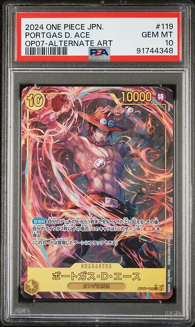 2024 One Piece Japanese 500 Years In The Future 119 Portgas D. Ace Alternate Art PSA 10