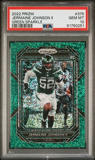 2022 Panini Prizm 375 Jermaine Johnson Ii Green Sparkle PSA 10
