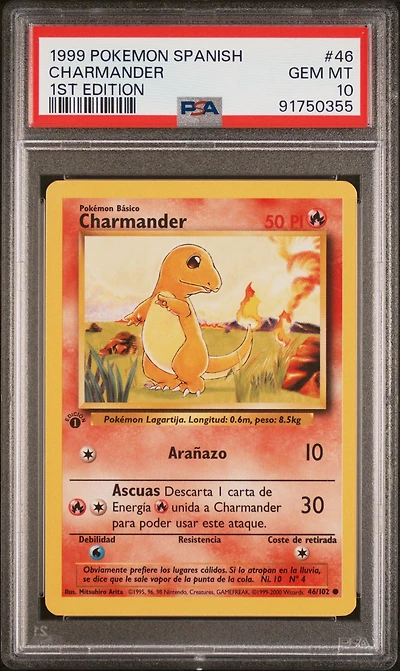1999 Pokemon Spanish 46 Charmander PSA 10
