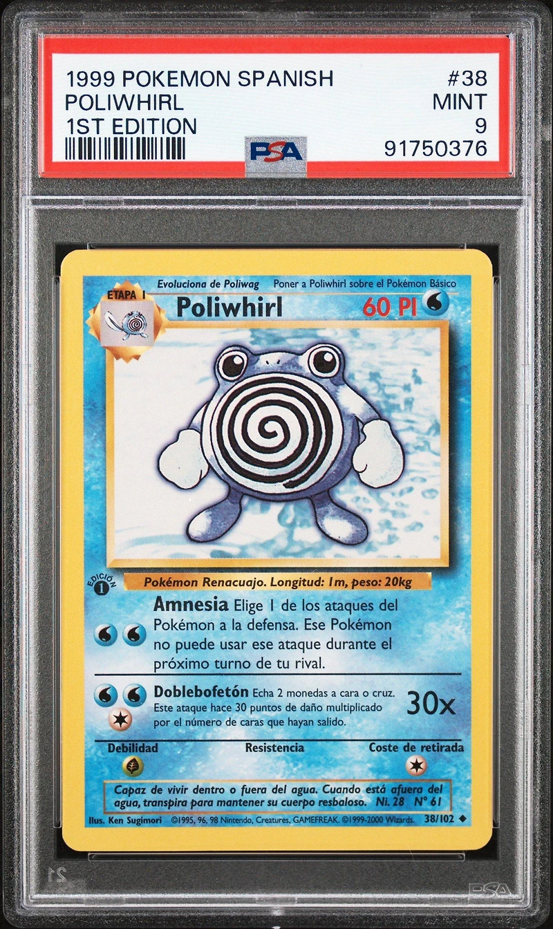 1999 Pokemon Spanish 38 Poliwhirl 1st Edition PSA 9