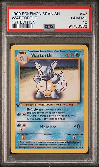 1999 Pokemon Spanish 42 Wartortle PSA 10