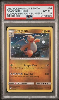 2017 Pokemon Sun & Moon 96 Dragonite-holo Cosmos-mini Pack Blisters PSA 8
