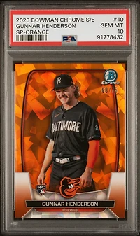 2023 Bowman Chrome Sapphire Edition 10 Gunnar Henderson Sp-orange PSA 10