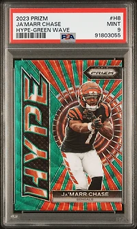 2023 Panini Prizm Hype H8 Ja'marr Chase Green Wave PSA 9