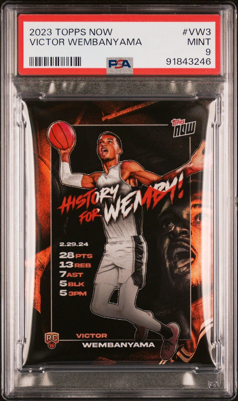2023 Topps Now Vw3 Victor Wembanyama PSA 9