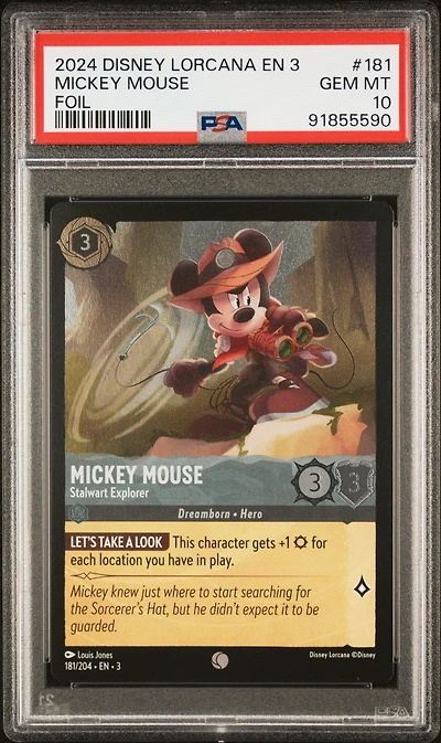 2024 Disney Lorcana En 3-into The Inklands 181 Mickey Mouse - Stalwart Explorer Foil PSA 10