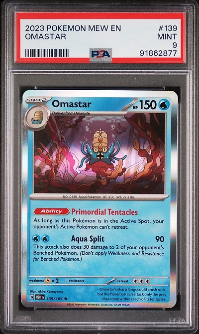 2023 Pokemon Mew En-151 139 Omastar PSA 9