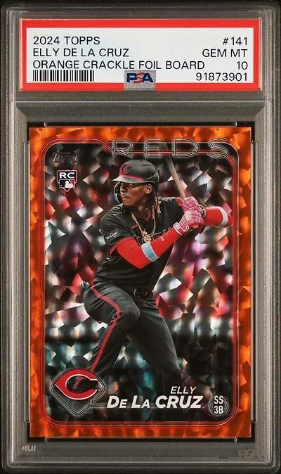 2024 Topps 141 Elly De La Cruz Orange Crackle Foil Board PSA 10