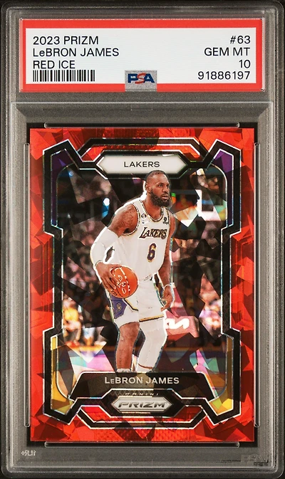 2023 Panini Prizm 63 Lebron James Red Ice PSA 10