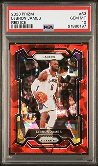 2023 Panini Prizm 63 Lebron James Red Ice PSA 10