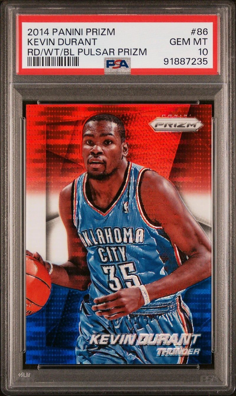2014 Panini Prizm 86 Kevin Durant Red/white/blue Pulsar Prizm PSA 10