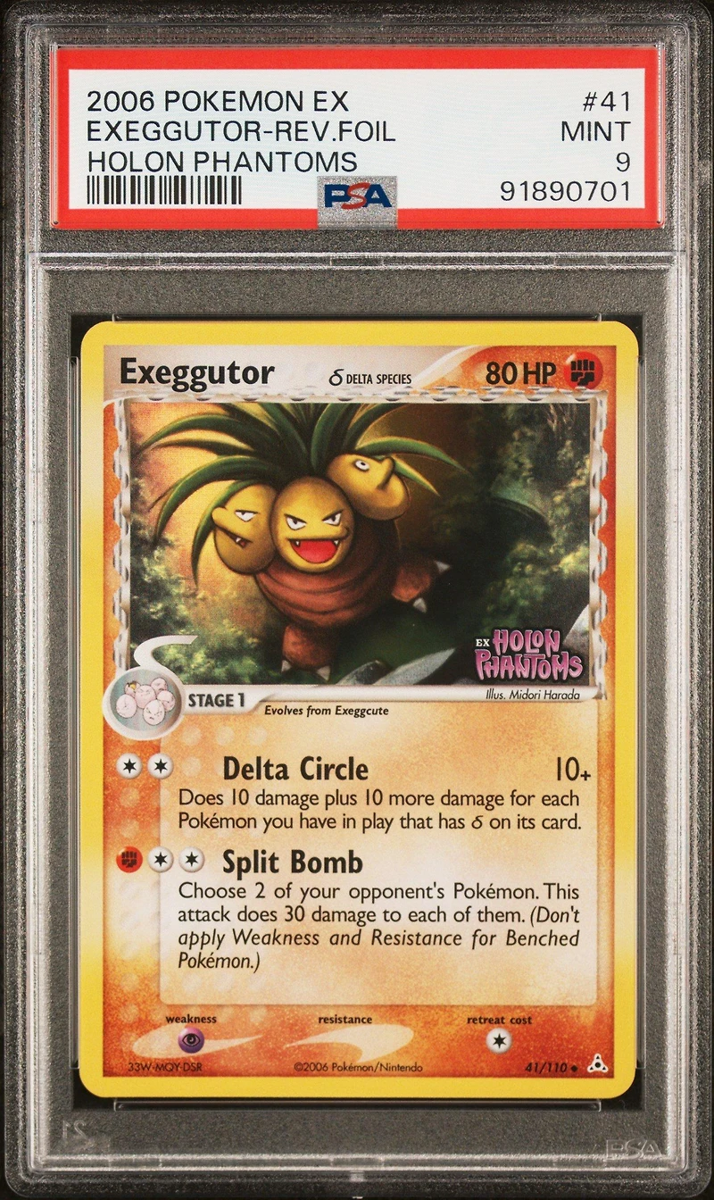 2006 Pokemon Ex Holon Phantoms 41 Exeggutor-reverse Foil PSA 9