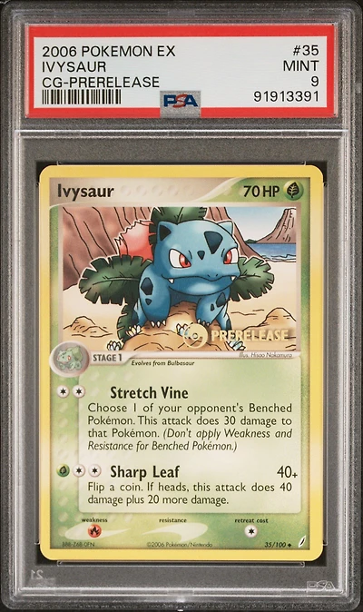 2006 Pokemon Ex Crystal Guardians 35 Ivysaur Prerelease PSA 9