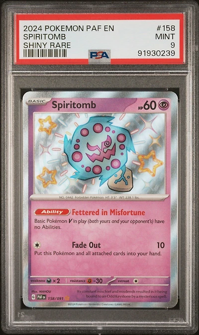 2024 Pokemon Paf En-paldean Fates 158 Spiritomb Shiny Rare PSA