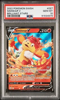 2022 Pokemon Sword & Shield Brilliant Stars 027 Simisear V PSA 10