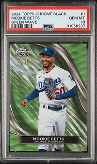 2024 Topps Chrome Black 1 Mookie Betts Green Wave Refractor PSA 10