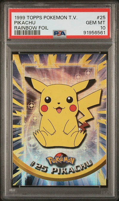 1999 Topps Pokemon Tv 25 Pikachu Rainbow Foil PSA 10