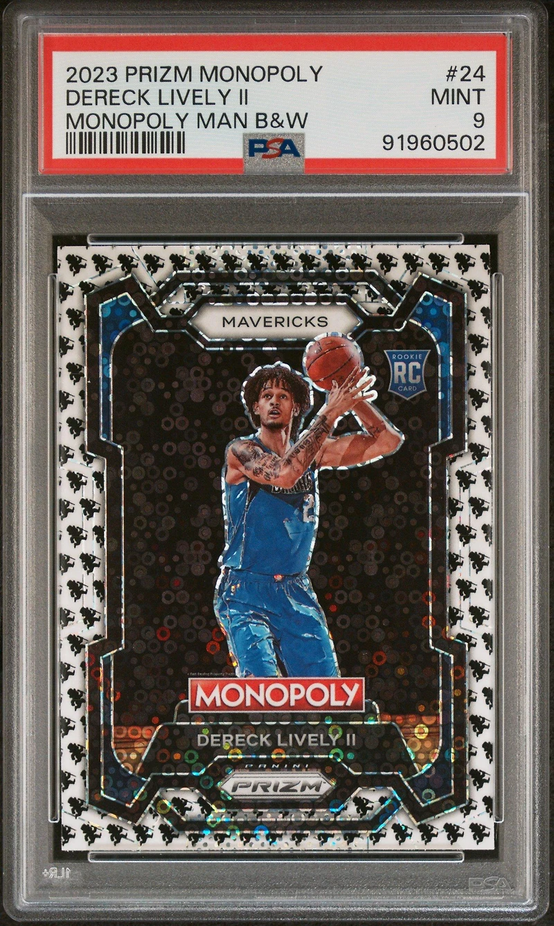 2023 Panini Prizm Monopoly 24 Dereck Lively Ii Monopoly Man Black And White PSA 9