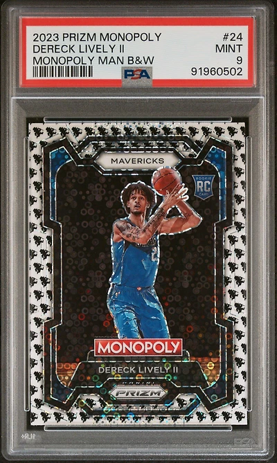 2023 Panini Prizm Monopoly 24 Dereck Lively Ii Monopoly Man Black And White PSA 9