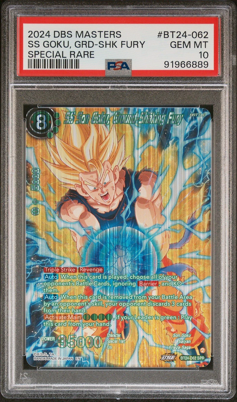 2024 Dragon Ball Super Card Game Masters Series 24 Beyond Generations Bt24-062 Ss Son Goku, Ground-shaking Fury Special Rare PSA 10