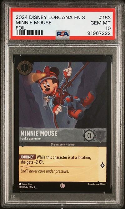 2024 Disney Lorcana En 3-into The Inklands 183 Minnie Mouse - Funky Spelunker Foil PSA 10