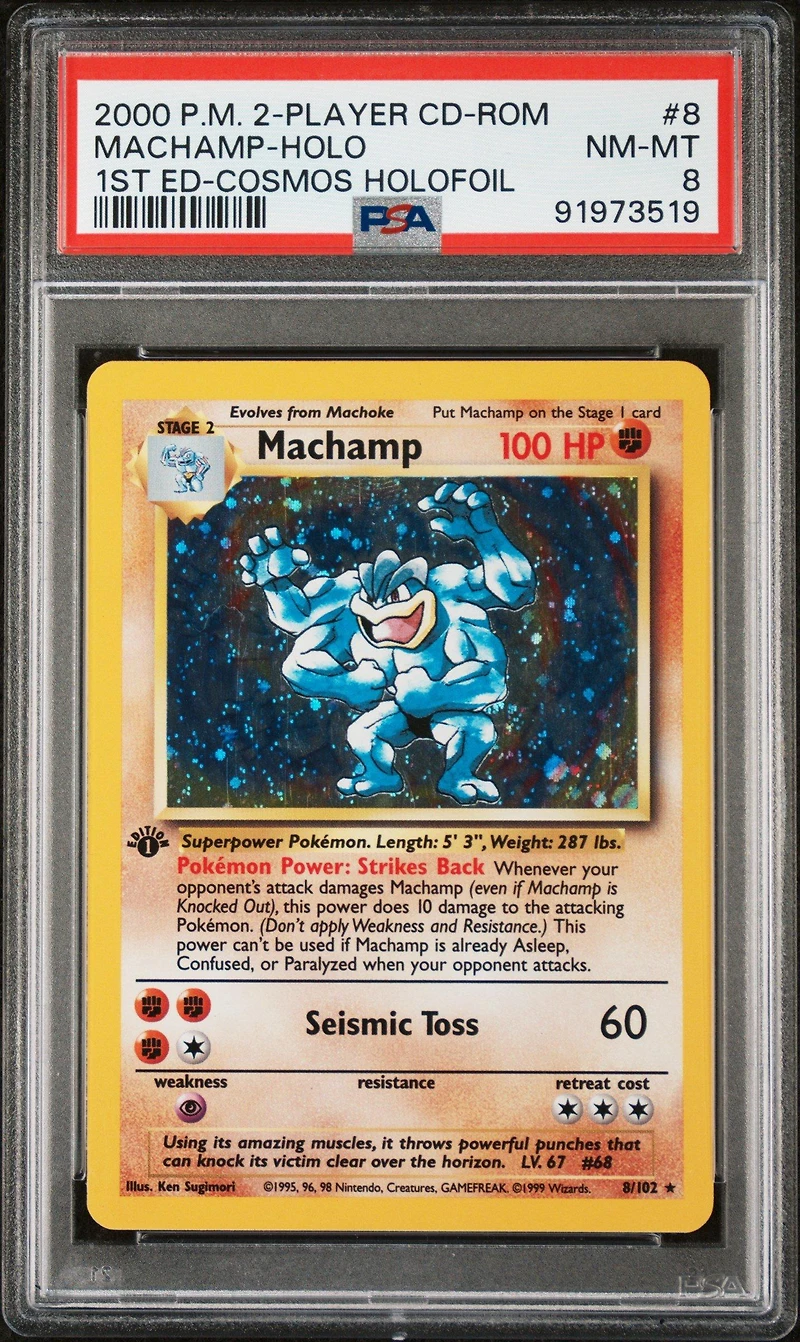 2000 Pokemon 2-player Cd-rom Starter Set 8 Machamp PSA 8
