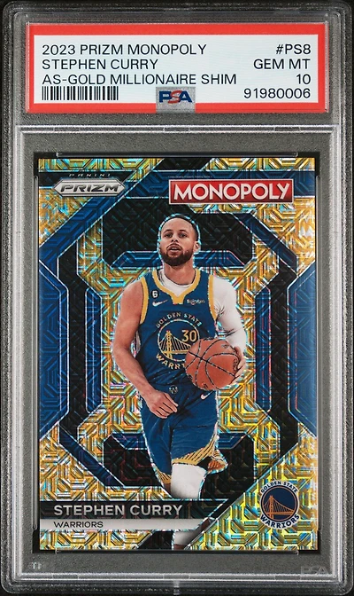 2023 Panini Prizm Monopoly All-star Ps8 Stephen Curry Gold Millionaire Shimmer PSA 10