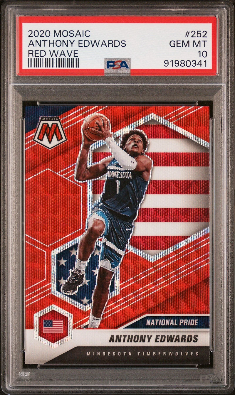 2020 Panini Mosaic Anthony Edwards Red Wave PSA
