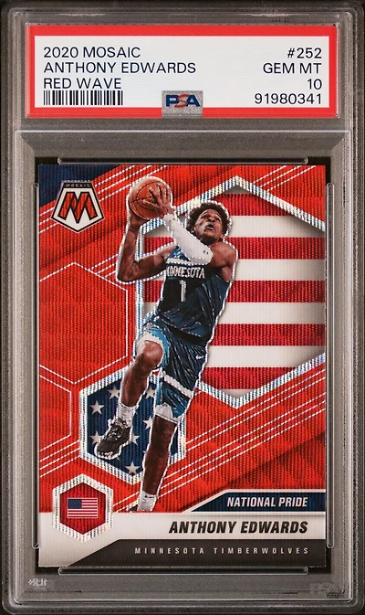 2020 Panini Mosaic Anthony Edwards Red Wave PSA