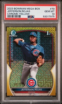 2023 Bowman Mega Box Chrome 70 Jefferson Rojas Yellow Refractor PSA 10