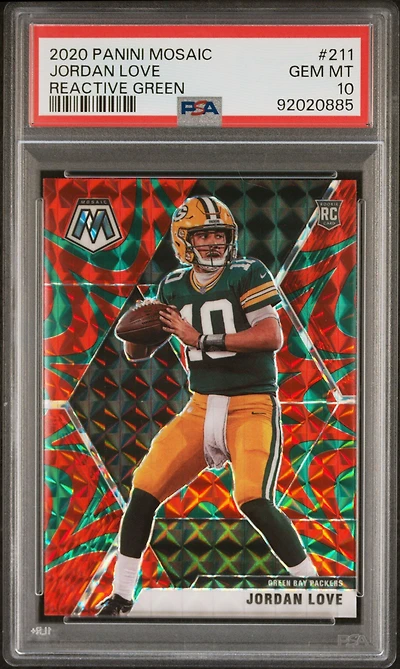 2020 Panini Mosaic 211 Jordan Love Reactive Green PSA 10