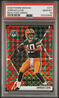 2020 Panini Mosaic 211 Jordan Love Reactive Green PSA 10