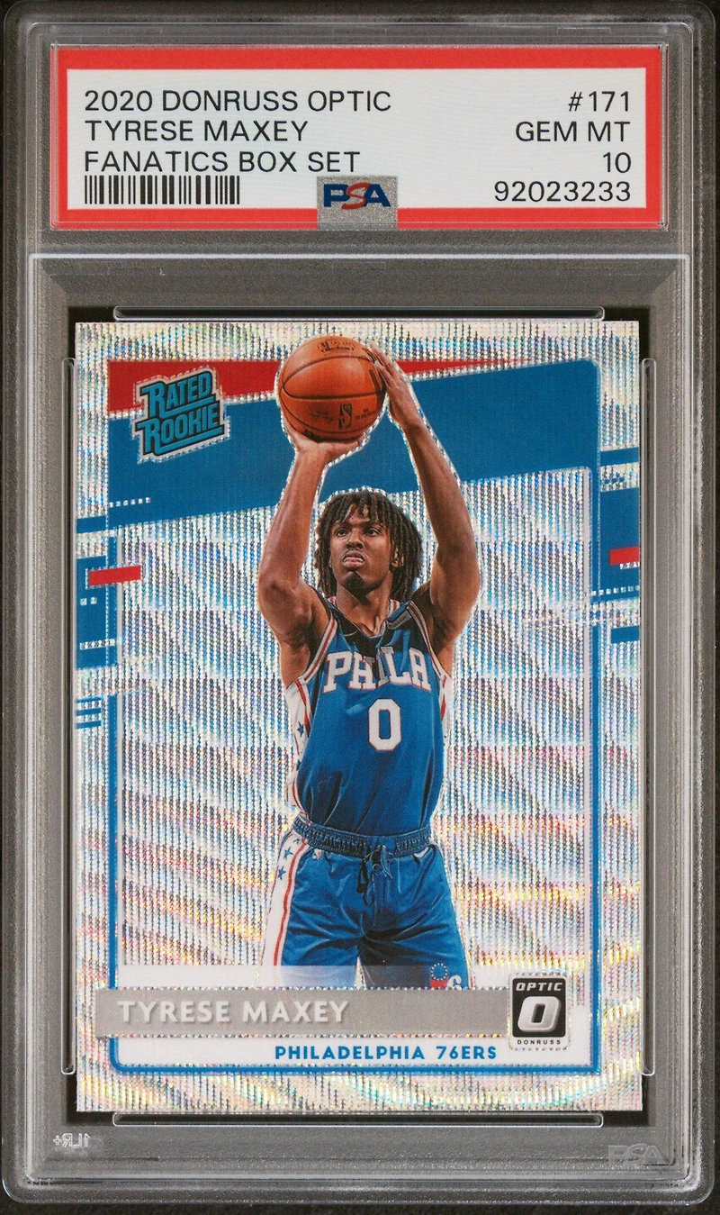 2020 Panini Donruss Optic 171 Tyrese Maxey Fanatics Box Set PSA 10