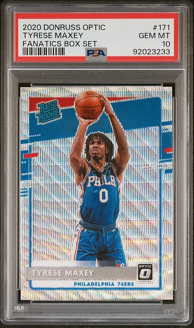 2020 Panini Donruss Optic 171 Tyrese Maxey Fanatics Box Set PSA 10