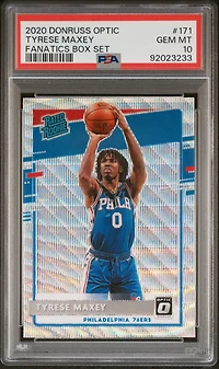 2020 Panini Donruss Optic 171 Tyrese Maxey Fanatics Box Set PSA 10