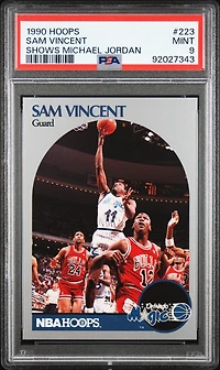 1990 Hoops 223 Sam Vincent Shows Michael Jordan PSA 9