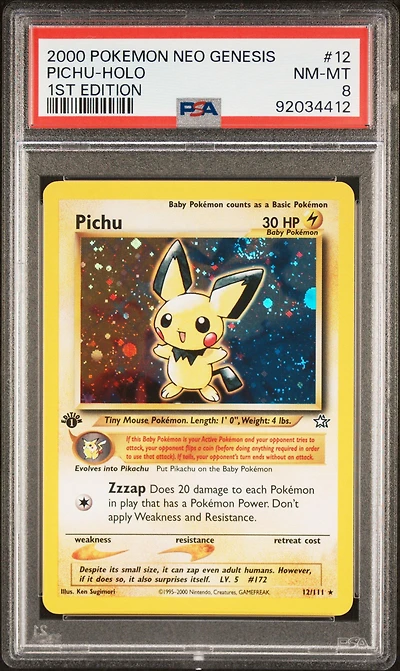 2000 Pokemon Neo Genesis 1st Edition 12 Pichu PSA 8