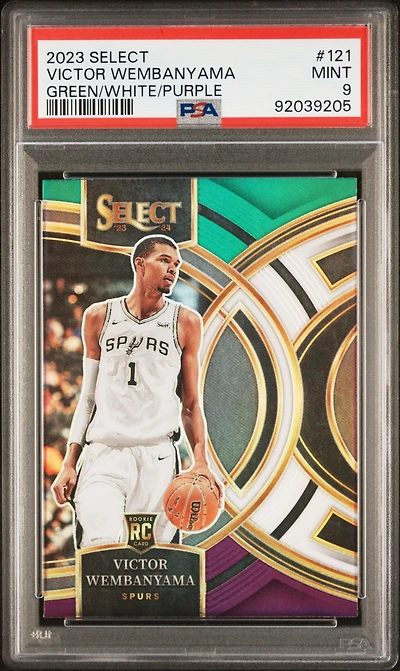2023 Panini Select 121 Victor Wembanyama Green/white/purple Prizm PSA
