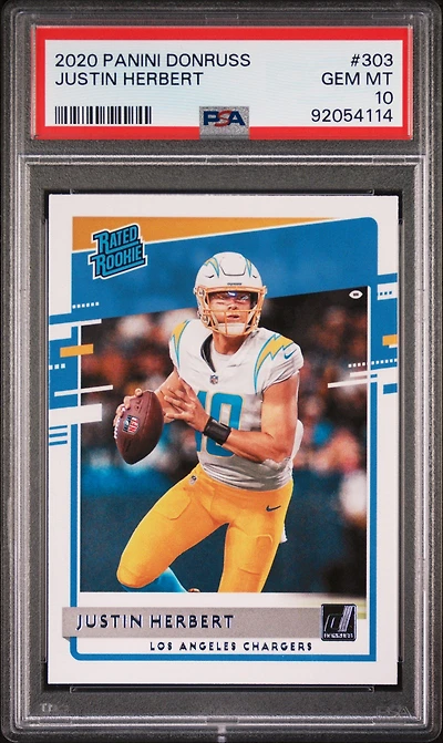2020 Panini Donruss 303 Justin Herbert PSA 10