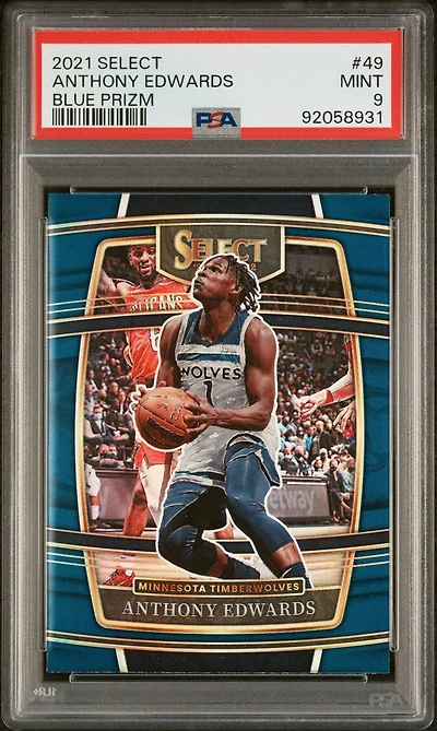 Panini Select Anthony Edwards Blue Prizm PSA 9