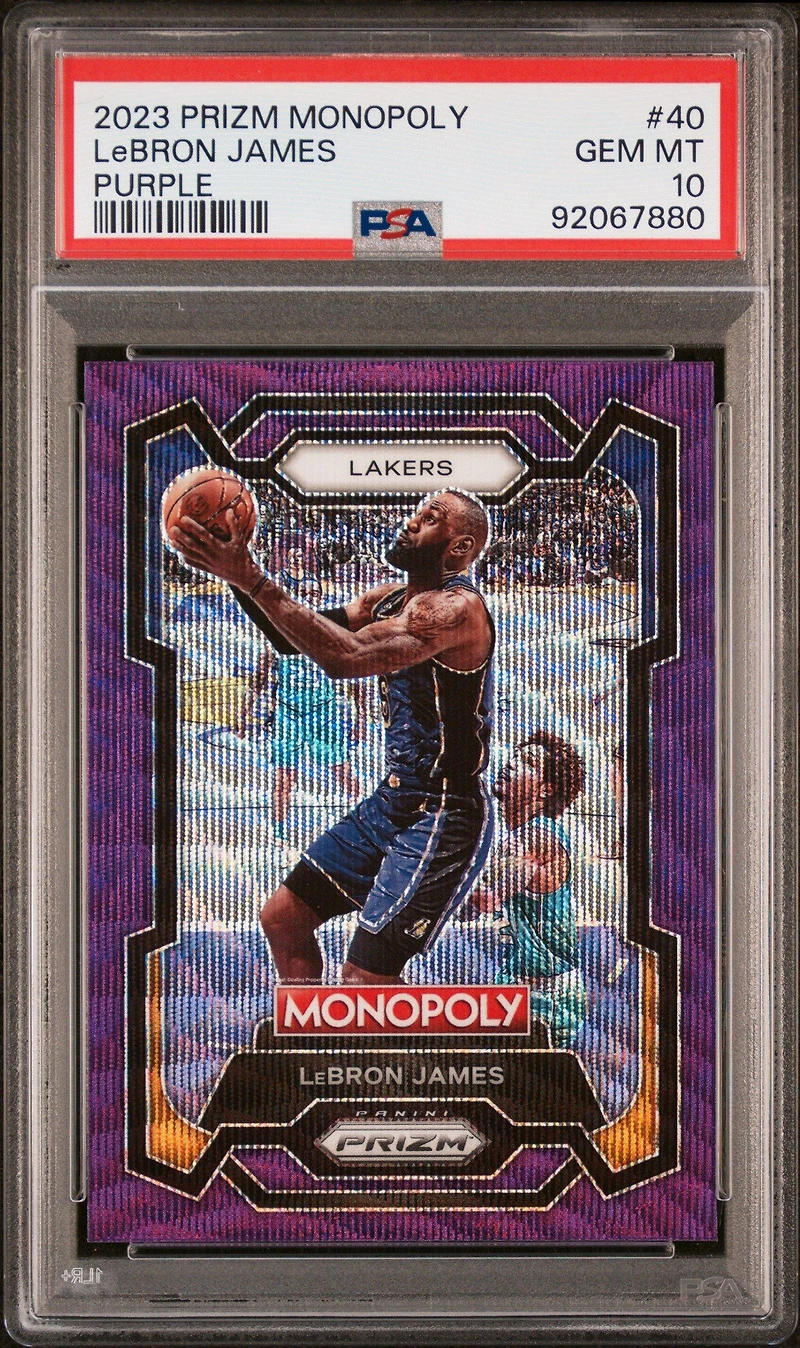 2023 Panini Prizm Monopoly 40 Lebron James Purple PSA 10