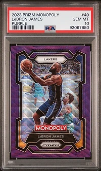 2023 Panini Prizm Monopoly 40 Lebron James Purple PSA 10