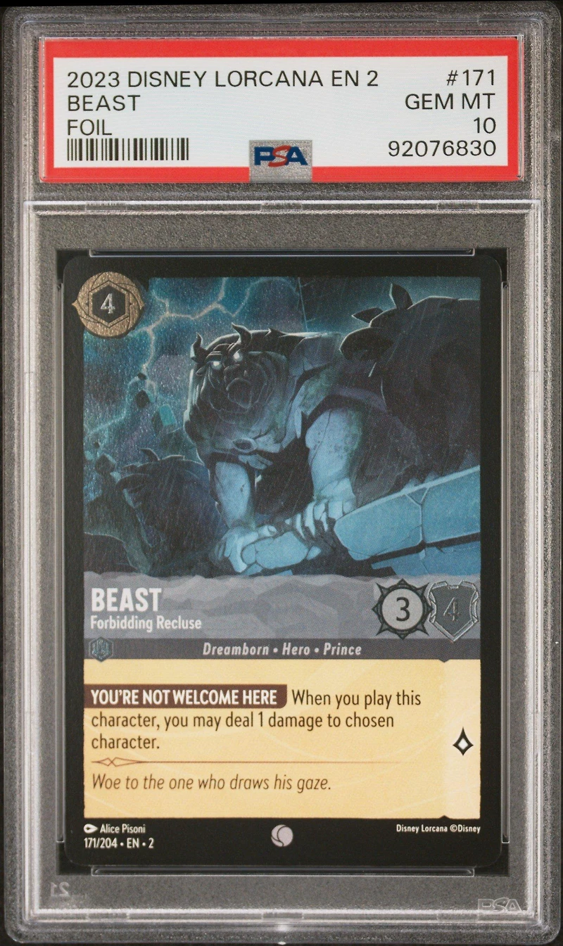 2023 Disney Lorcana En 2-rise Of The Floodborn 171 Beast - Forbidding Recluse Foil PSA 10