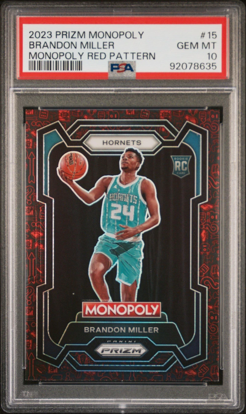 2023 Panini Prizm Monopoly 15 Brandon Miller Monopoly Red Pattern PSA 10