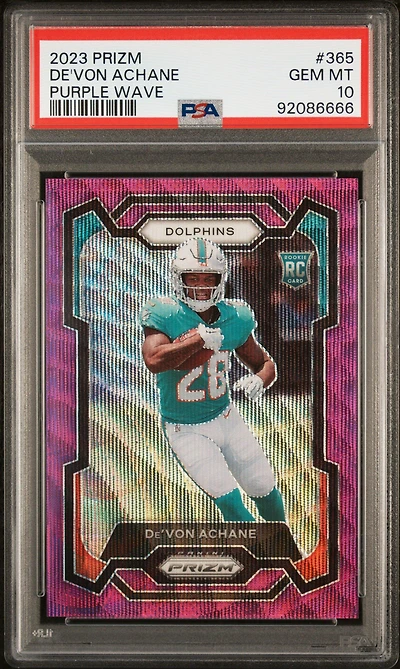2023 Panini Prizm 365 De'von Achane Purple Wave PSA 10
