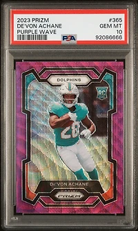 2023 Panini Prizm 365 De'von Achane Purple Wave PSA 10