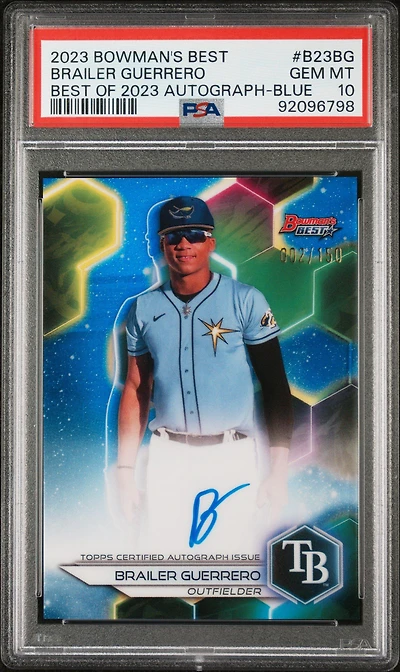 2023 Bowman's Best Best Of 2023 Autographs B23bg Brailer Guerrero Blue PSA 10