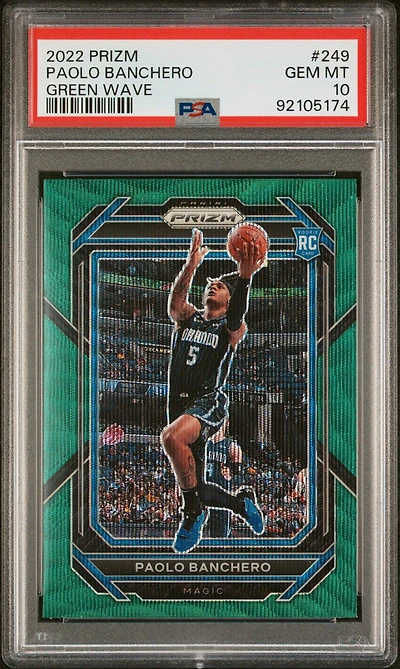 2022 Panini Prizm 249 Paolo Banchero Green Wave PSA 10